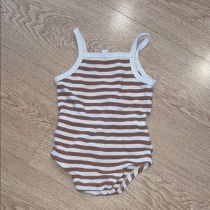 Quincy Mae Brown and Cream Striped Onesie Quincy mae